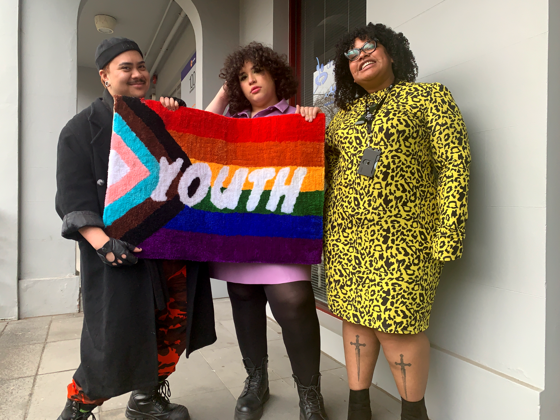 Sunny, Korra and Bexx from youth-led LGBTQIA+ program '(in)visible', ABCQueer.