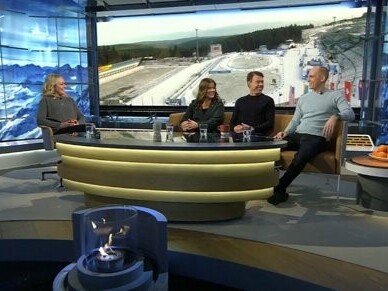 From our Winter studio show, with the anchor Yvette Hermundstad together with expert commentators. Credit: SVT Sport