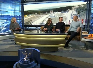 From our Winter studio show, with the anchor Yvette Hermundstad together with expert commentators. Credit: SVT Sport