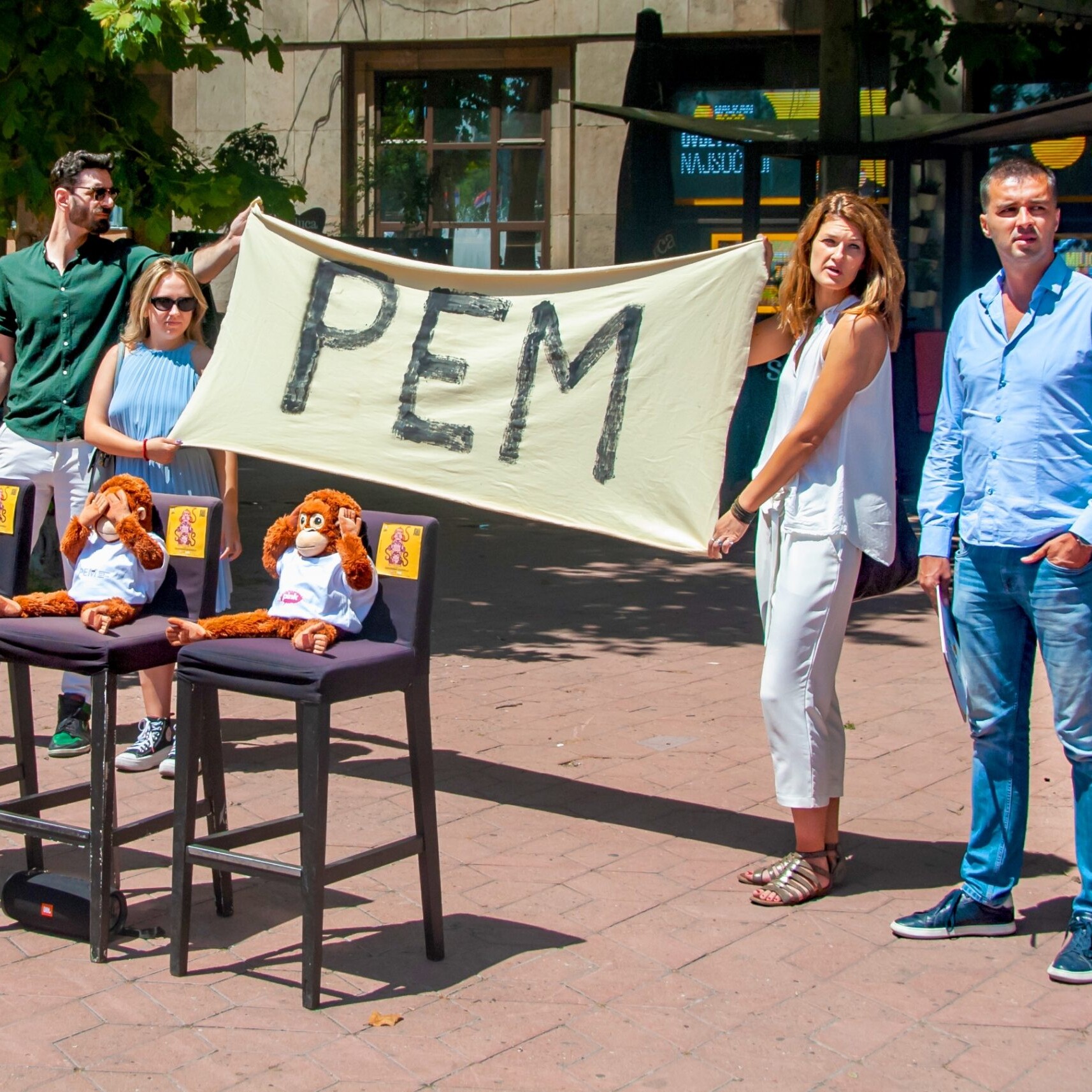 Protesters against REM in Belgrade, Serbia