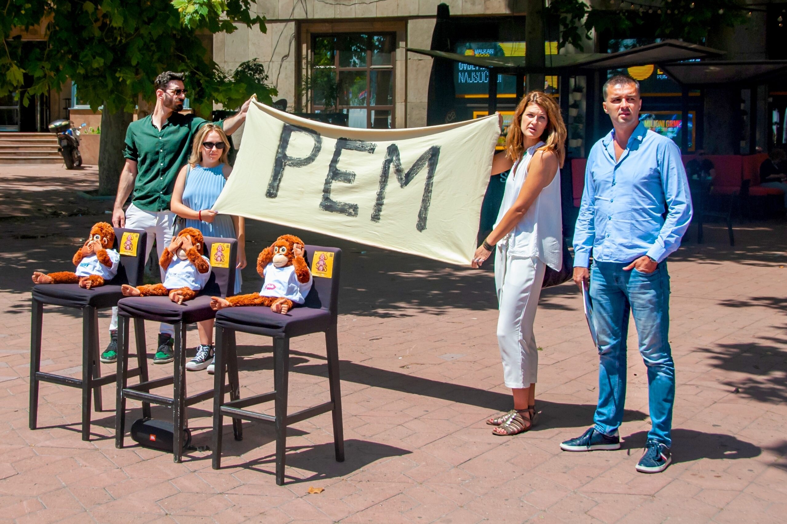 Protesters against REM in Belgrade, Serbia