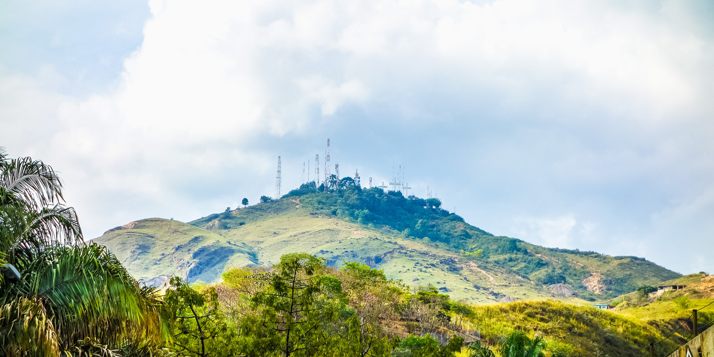 Image of hills with radio towers on top.