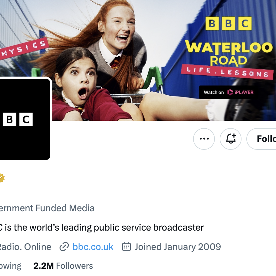 BBC Twitter government-funded label