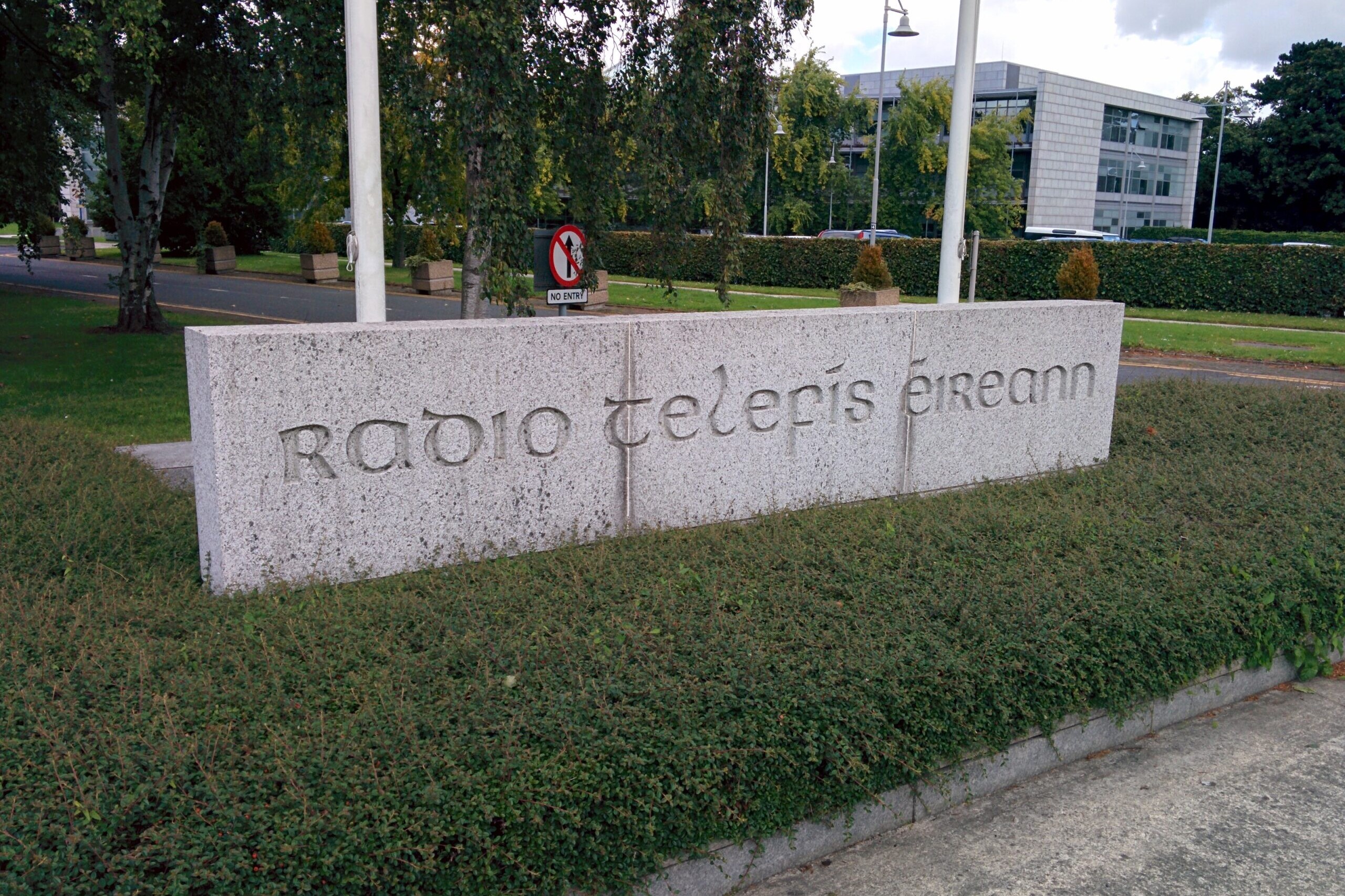 A slab of granite with the RTÉ sign engraved.